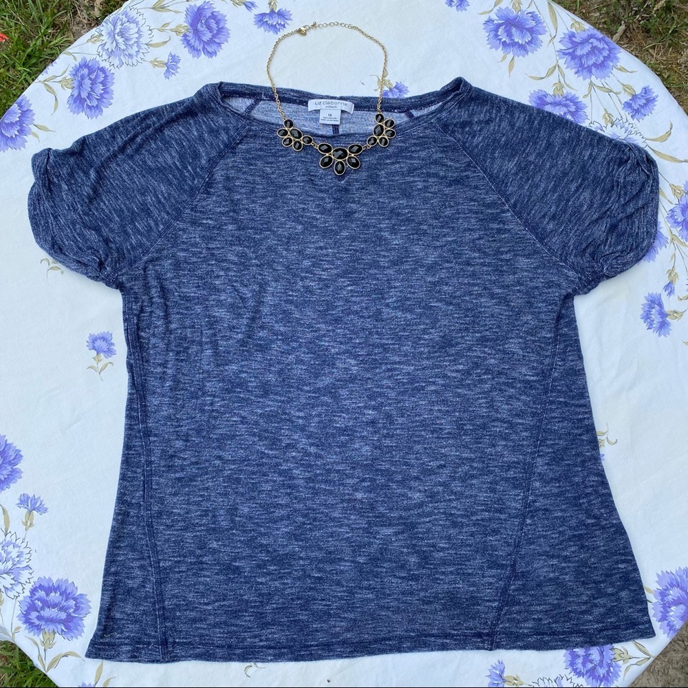 Liz claiborne WOMAN 1X heather blue very soft t-shirt like new, plus size blouse